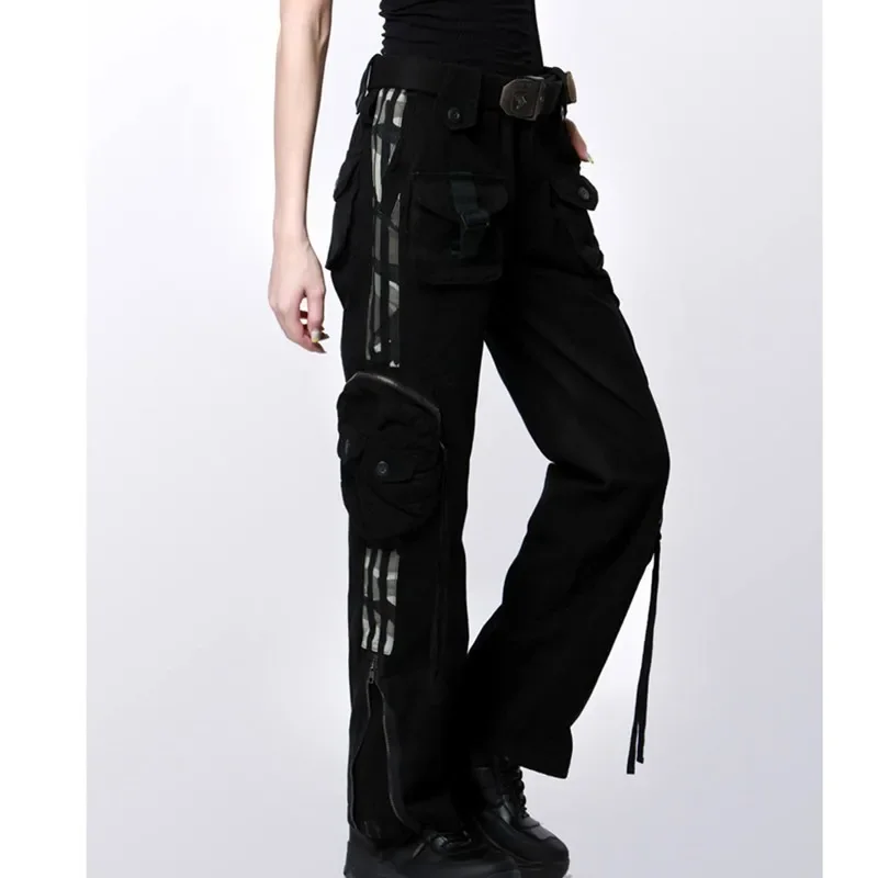 Женские хлопковые брюки с множеством карманов комбинезоны в стиле милитари для
