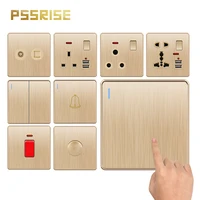pssrise c85 eu uk un usb power socket wall switch tv tel computer outlet gold brushed pc panel fuse fan doorbell light switch