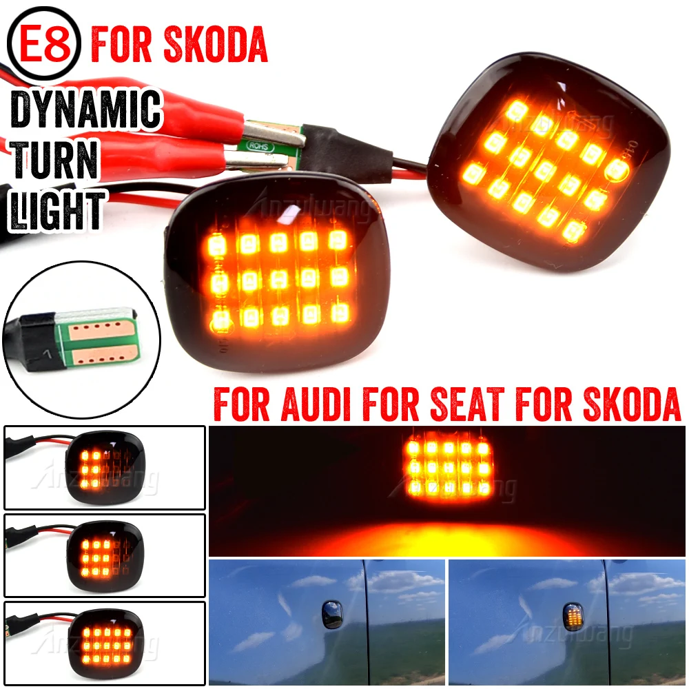 

For Skoda Fabia Octavia Mk1 Mk2 Roomster Rapid NH3 LED Dynamic Turn Signal Side Marker Light Repeater Lamp Sequential Indicator