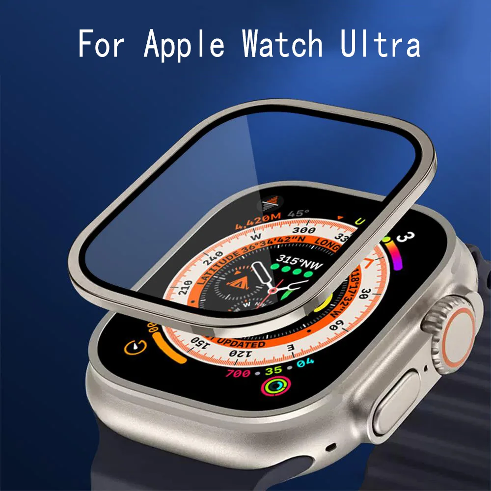 

Tempered Glass For Apple Watch Ultra 49 mm Screen Protector Metal Bumper Accessories Anti-Scratch HD Full Film iWatch Ultra 49mm