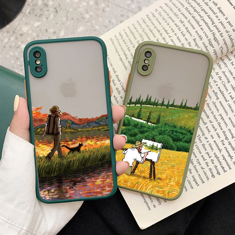 

Van Gogh Art Starry Night Oil Painting Phone Case For iPhone 11 14 12 13Mini Pro XR XS Max 7 8 Plus SE20 X Aesthetics Cover