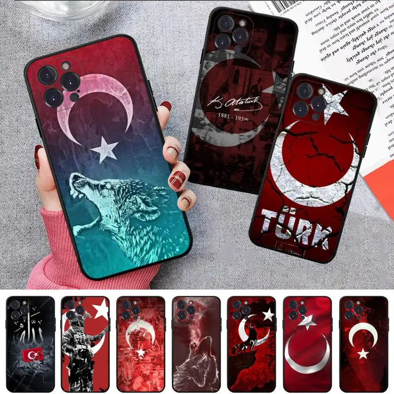 

Flag Turkey Istanbul Antalya mustafa Wolf Phone Case For iPhone 14 11 12 13 Mini Pro XS Max Cover 6 7 8 Plus X XR SE 2020 Funda