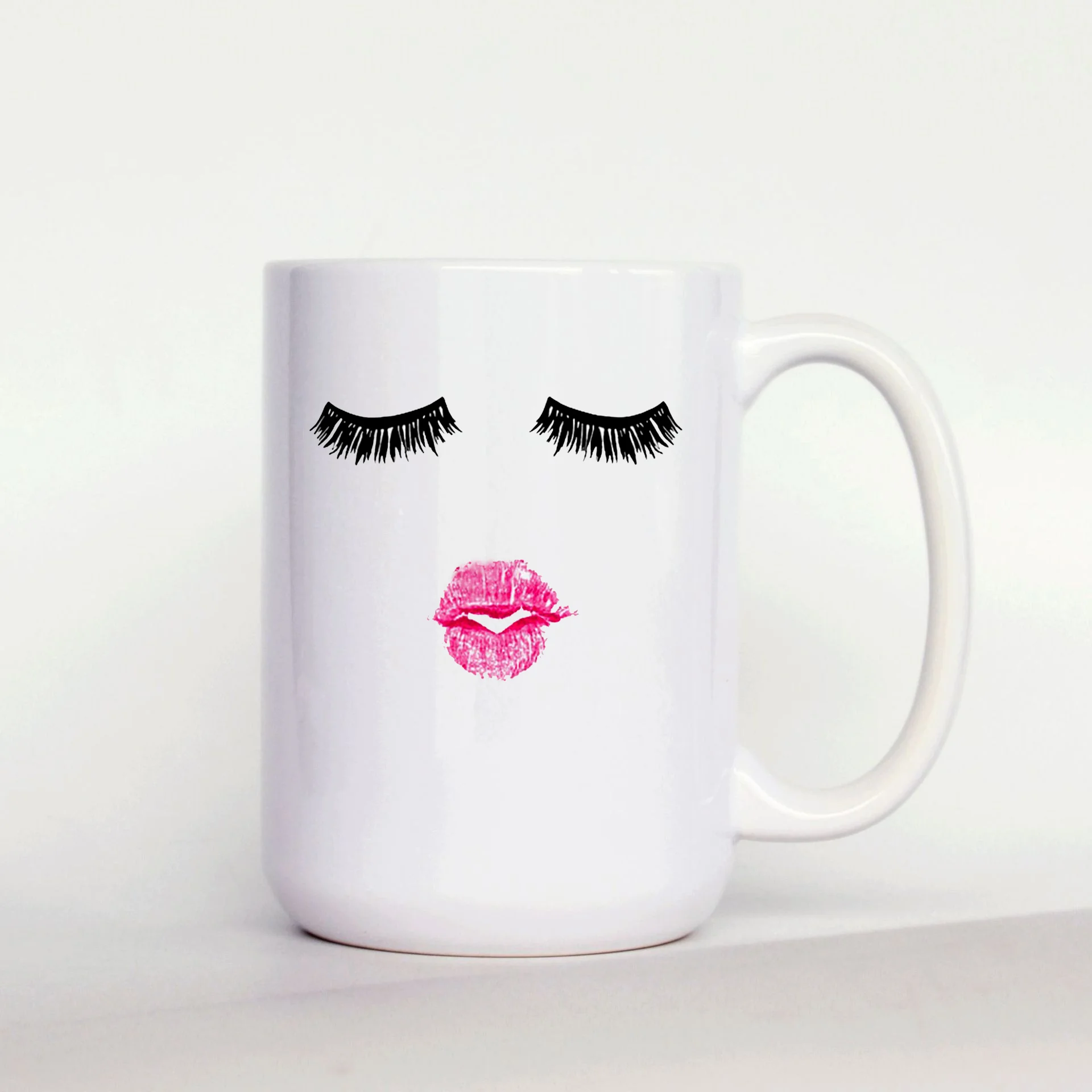 

15OZ Eyelashes Cups Girls Women Lady Makeup Coffee Mug Valentines Gifts for Wife Girlfriend Lover Tableware Coffeeware Drinkware
