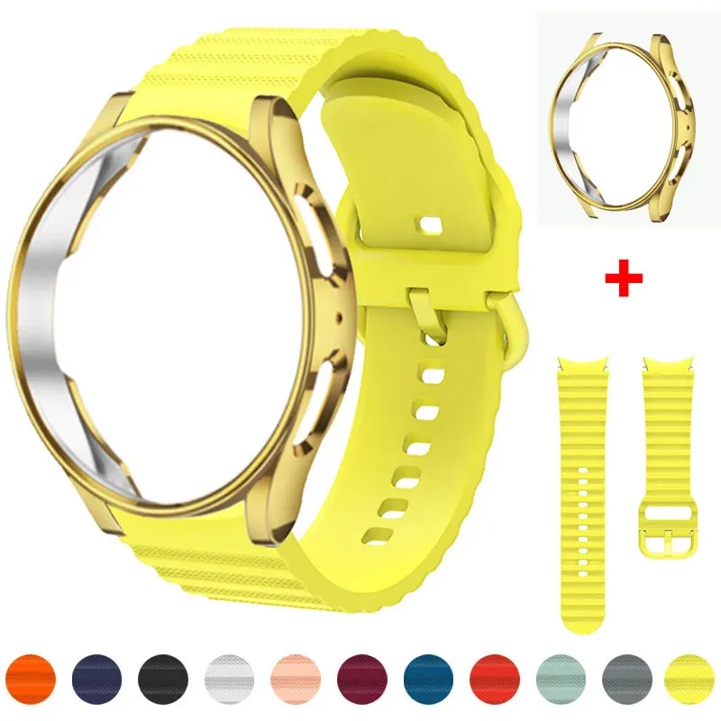 

Official Wave Strap+Case For Samsung Watch 6-5-4 40mm 44mm 4/6 Classic 42 43mm 46 47mm No Gap Silicone Bracelet Watch 5 Pro 45mm