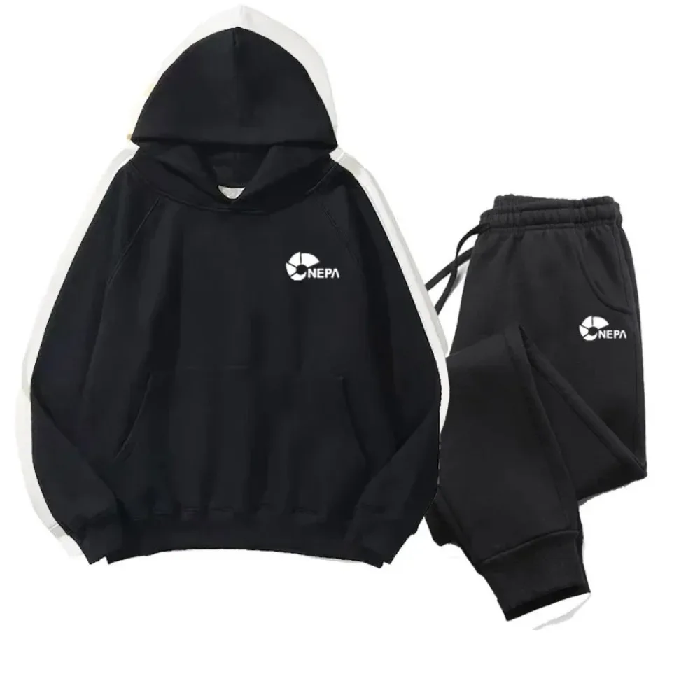 

Свитшот с капюшоном и брюки для мужчин и женщин, Спортивная кофта с принтом алфавита в Корейском стиле, комплект спортивной одежды для бега и осени