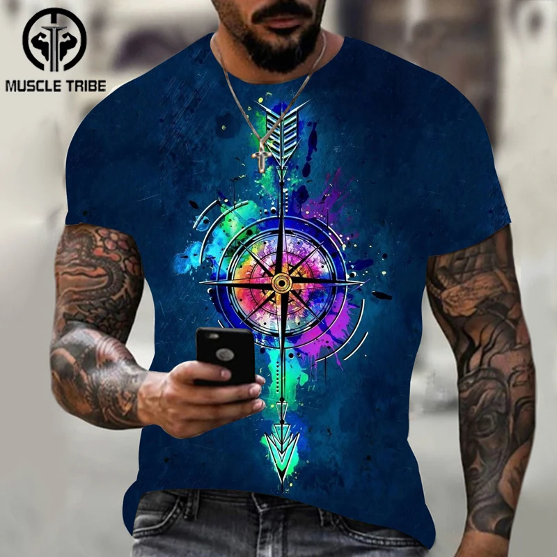 

Muscle Tribe New Fashion Print T Shirts For Men Summer O-Neck Short Sleeve Tops Casual Tees Loose T-Shirts Casual Men Clothing