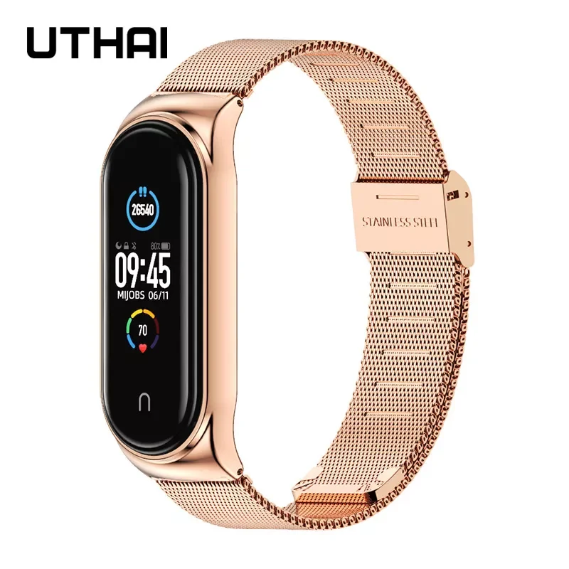 Watchbands mi band 5 Suitable for Xiaomi bracelet 3/4/5/6 strap 04 line 304 stainless steel metal wristband