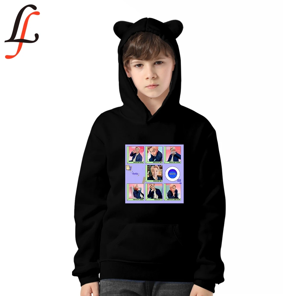 Кроп-топ Bangtan худи для детей свитшот с кошачьими ушками мальчиков и девочек