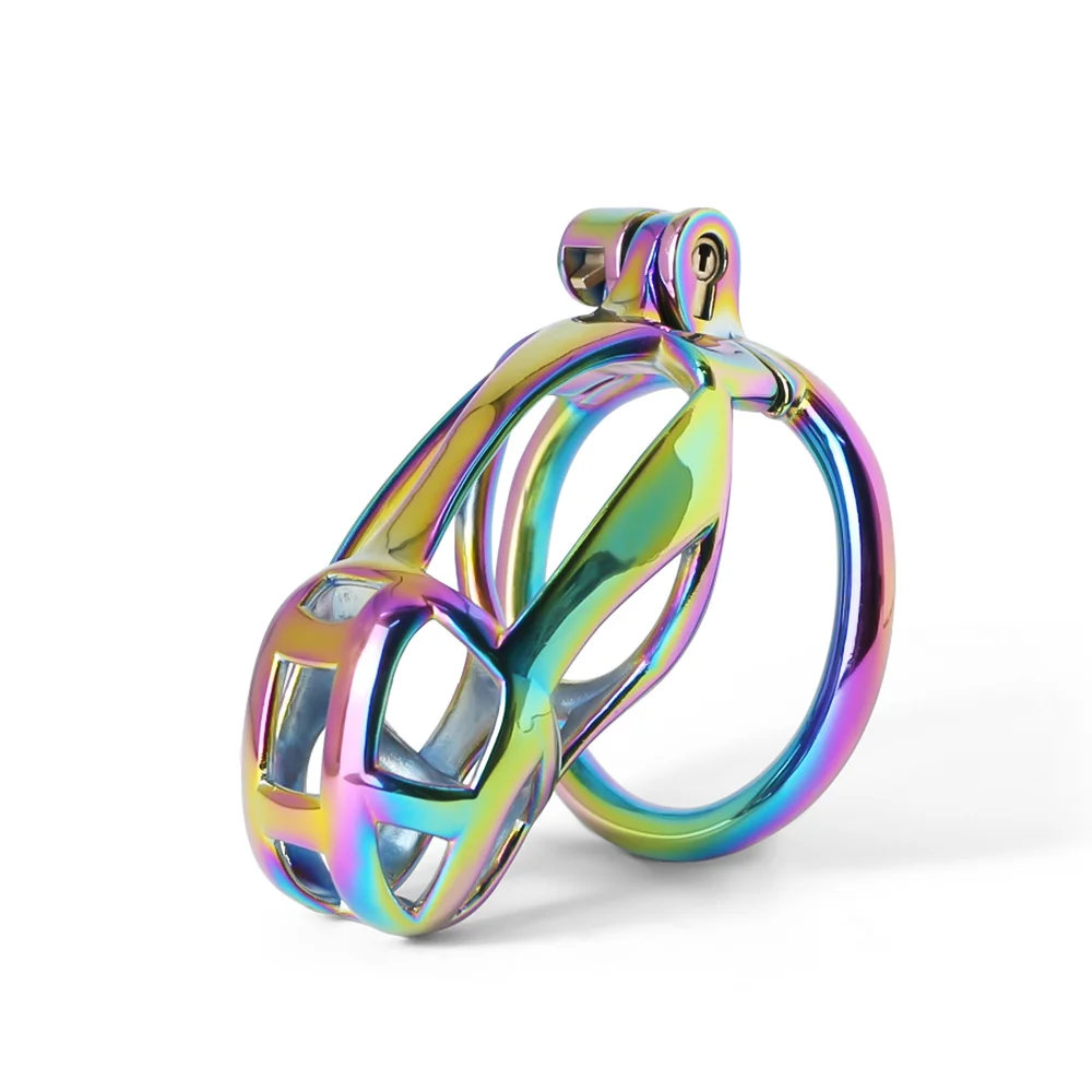 New MAMBA Cock Cage Set Male Custom Rainbow Stainless Chastity Device Kit Penis Ring Cock Ring Cobra Cages Trainer Belt Sex Toys