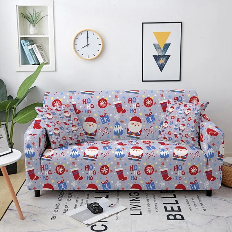 

Santa Snowman Print Sofa Cover Antifouling Elastic Seat Covers Home Decor Sofa Covers for Living Room Couch Covers Big Sofas