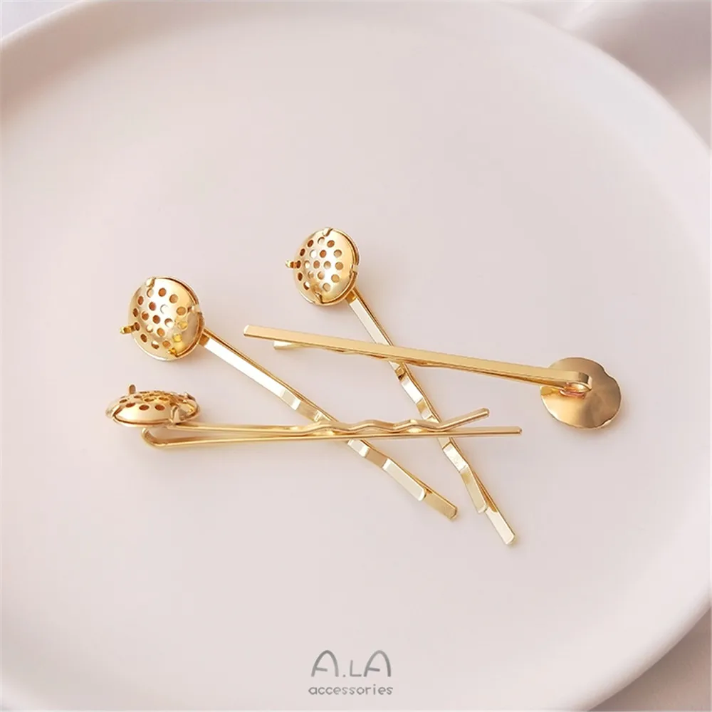

Color 14K gold net shower head word clip diy micro hook beads tray hairpin accessories accessories