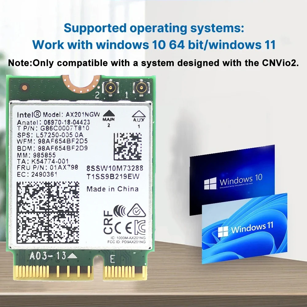 Двухдиапазонная карта Wi-Fi 2 4 ГГц 5 3000 Мбит/с беспроводной адаптер 6 Intel AX201NGW Bluetooth 5.1