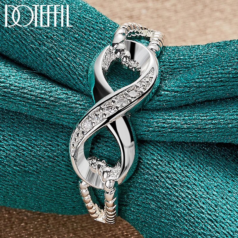 

DOTEFFIL 925 Sterling Silver Numeral 8 AAA Zircon Ring For Women Man Wedding Engagement Party Fashion Charm Jewelry