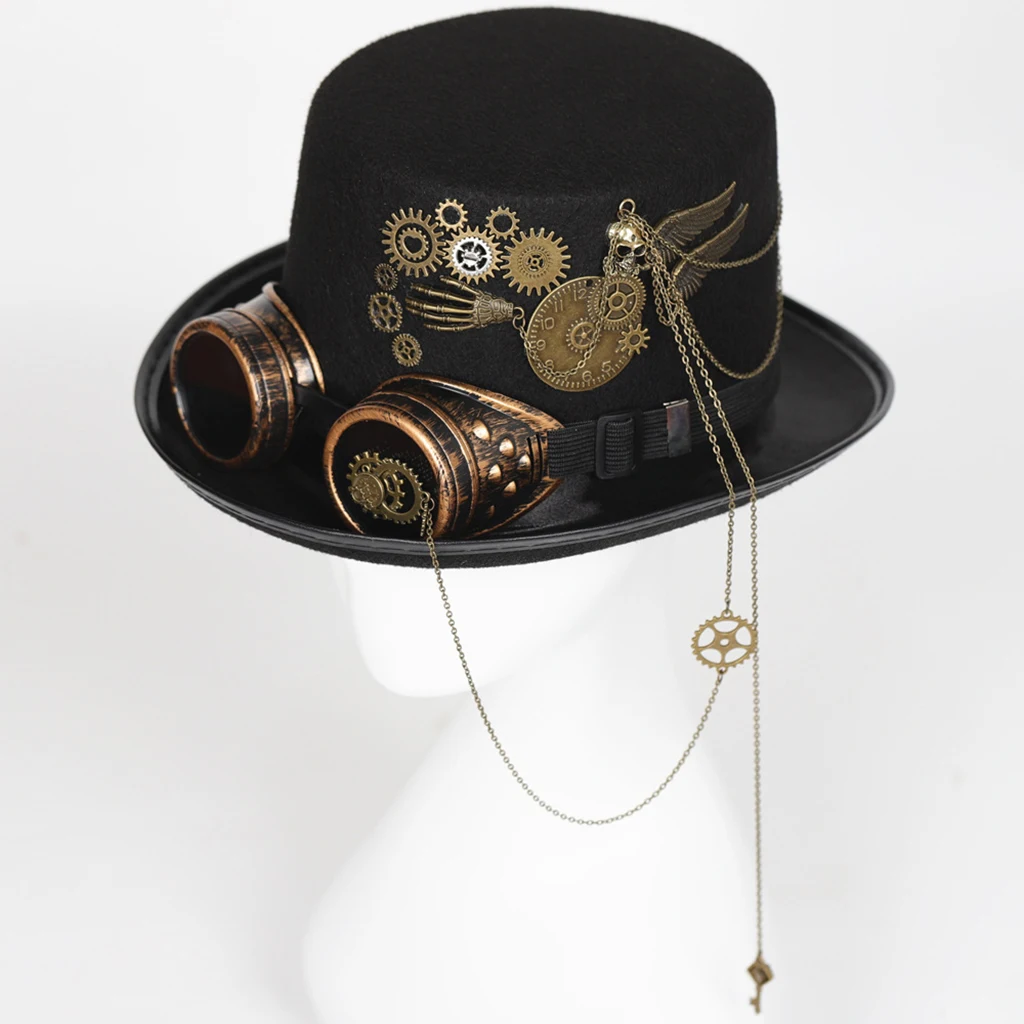 

Steampunk Top Hat with Goggles Gears for Festive Halloween Costume Accessory