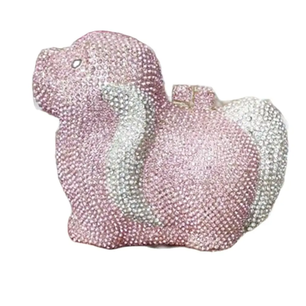 DG PEAFOWL Puppy 3D Dog  Ladies Gala Dinner Rhinestone Purse Wedding Handbag Bling Biling  Women Crystal Evening Clutch Bags