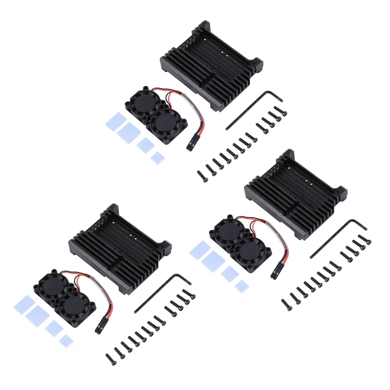 

Алюминиевый Чехол 3X для Raspberry Pi 4 с двойным охлаждающим вентилятором, металлический корпус, черный корпус для Raspberry Pi 4, Модель B