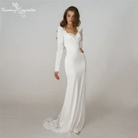 elegant mermaid wedding dresses for women 2022 backless long sleeve boho bridal gowns simple bride dress vestido de noiva