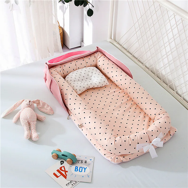 Portable Bed Middle Bed  Back  Stored Isolation Protection Removable and Washable Stereotyped Pillow Box Bag Type Cotton Crib