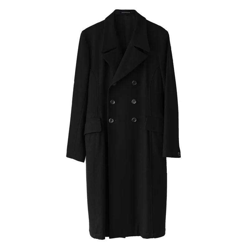 

Yohji Yamamoto 21AW Double Crow Embroidery On The Back Fashion Design Sense Men's Long Woolen Coat