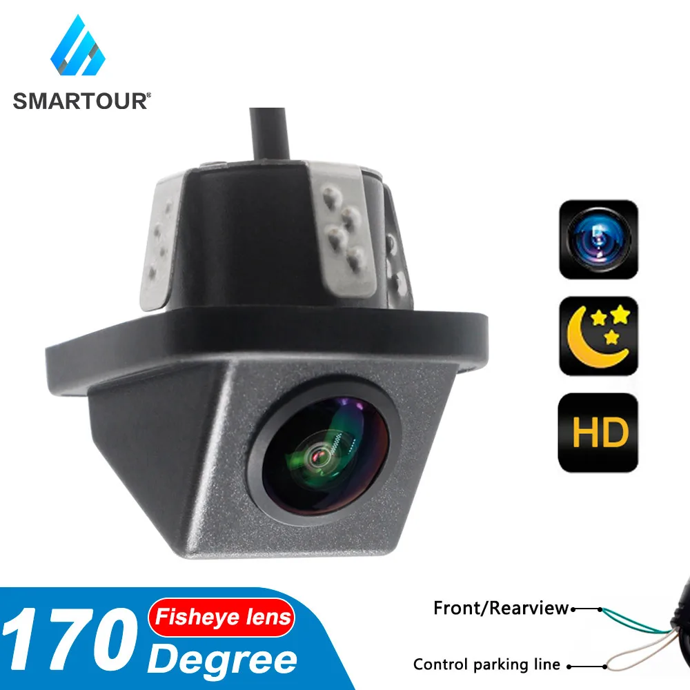 

Автомобильная камера заднего вида SMARTOUR, камера ночного видения, монитор парковки, CCD, водонепроницаемая, 170 градусов, HD видео, объектив «рыбий глаз»