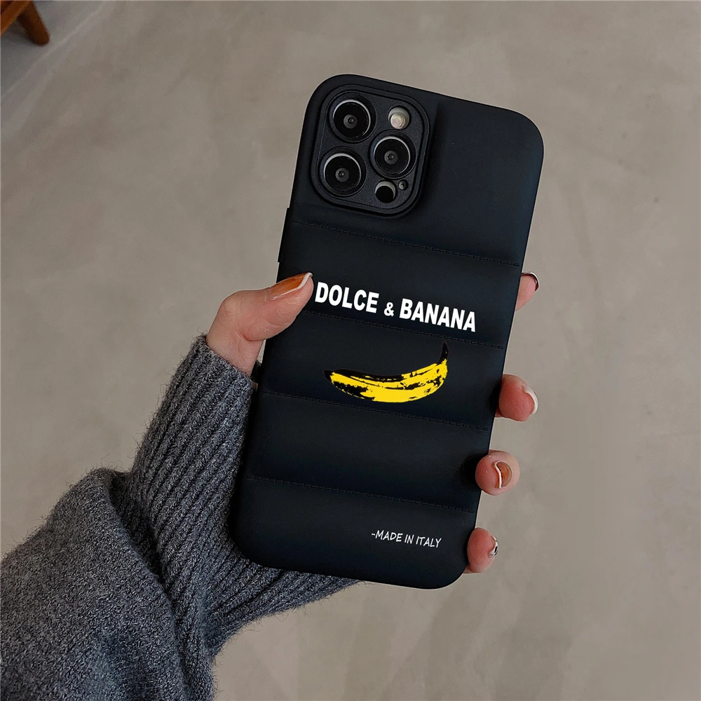 

2023 Dolce&banana Down Jacket Silicone Case For iPhone 14 13 12 Mini 11 Pro Max X 7 8 Plus XS XR SE2020 Luxury Soft Case