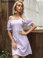 jim nora women summer beach sundress 2022 sexy floral print boho ruffle short sleeve a line mini dress wrap casual robe