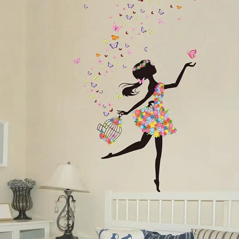 

Environmentally Friendly Flower Fairy Wall Decal Decoration Applicable To Multiple Scenarios Girl Room Paster Ornament Art