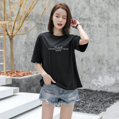 

2022new T-shirt women's loose 2021 summer new white T-shirt women's top half sleeve T-shirt