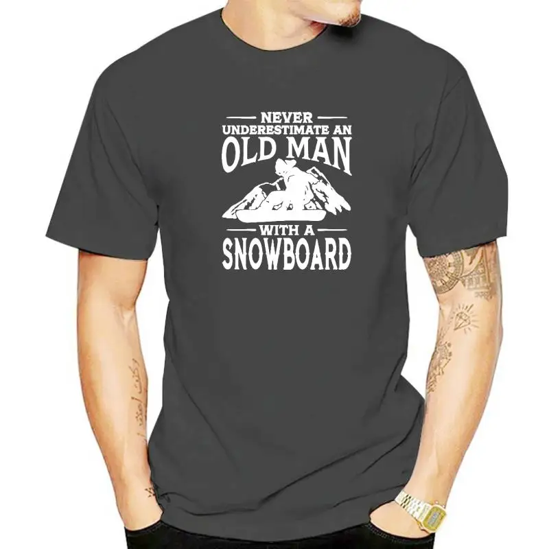 

Never Underestimate An Old Man With Snowboard T-Shirt Mens Short Sleeves Oversized Streetwear Hip Hop Printed T Shirts Top Tees