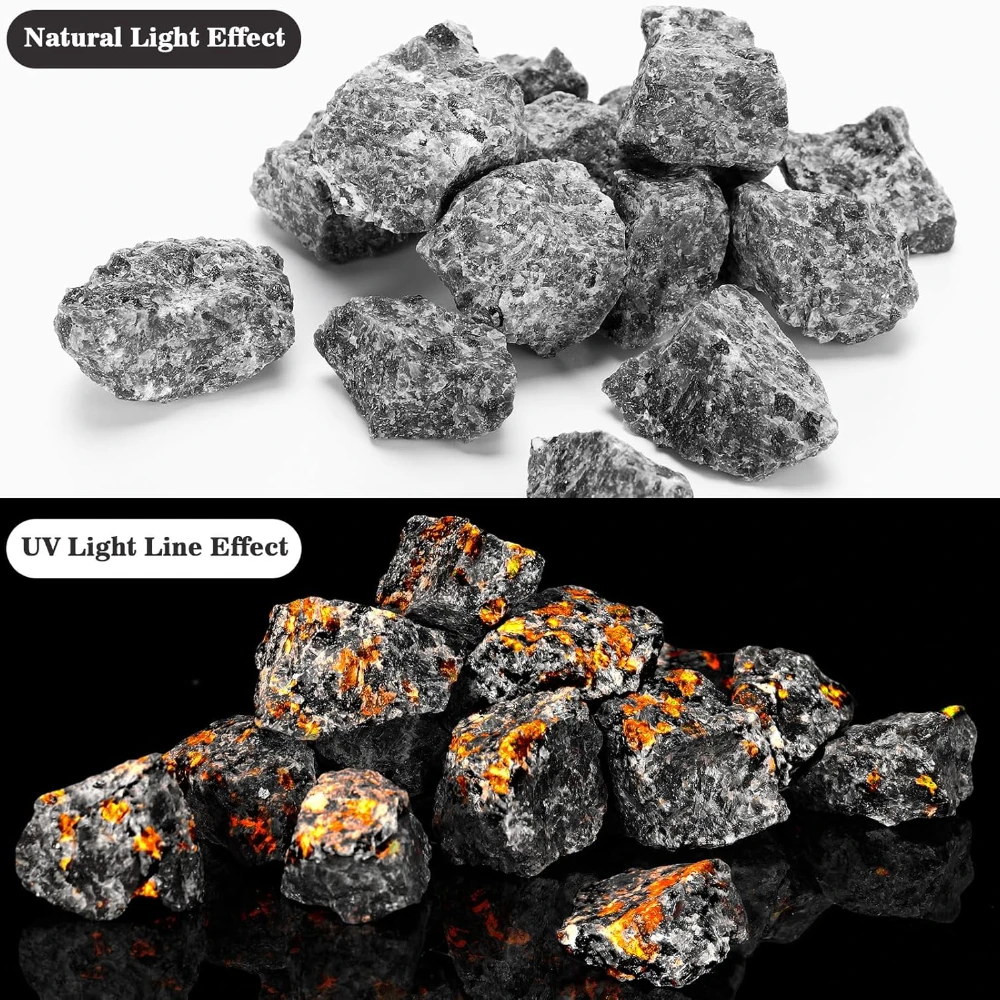 

Необработанный природный камень Йоперлит с флуоресцентным пламенем