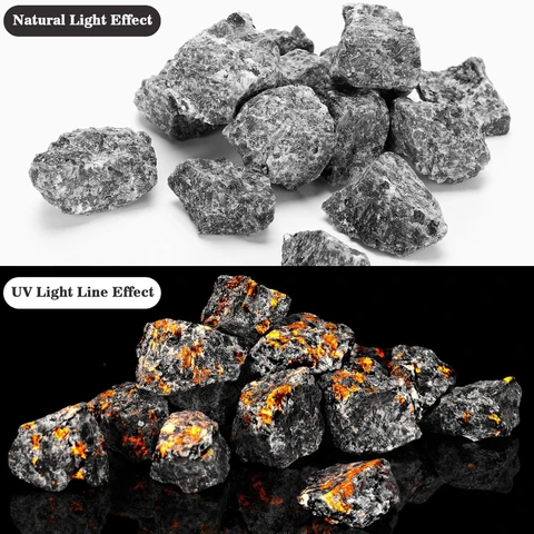 Необработанный природный камень Йоперлит с флуоресцентным пламенем
