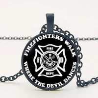 2019 new hot firefighter wife glitka bochin glass pendant necklace necklace tibet black family photo private custom
