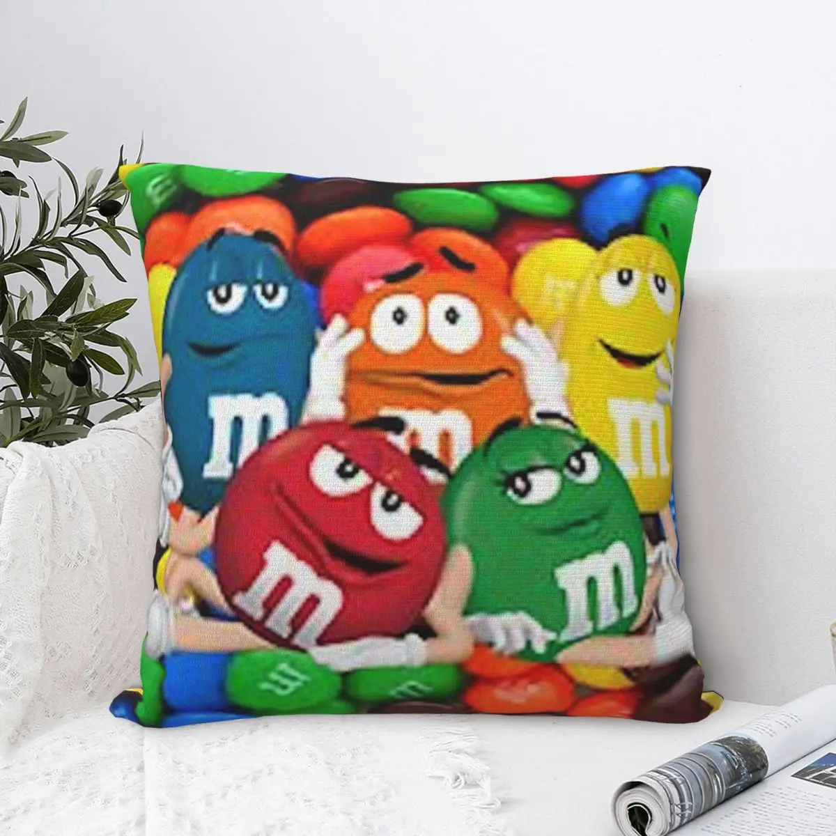 

M&M Crew Large Scale Pillowcase Pillow Case Cushion Cover Home Sofa Car Decorative Throw Pillow Pillowcases kussensloop Cotton