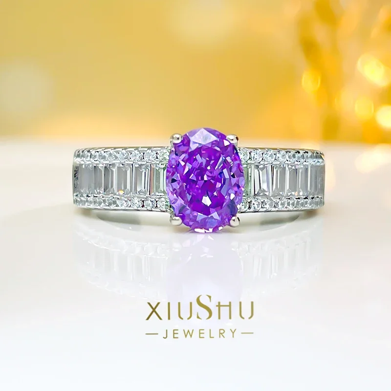 

Egg Shaped Niche 925 Sterling Silver Ring Set with High Carbon Diamonds for Versatile Daily Minimalist Wedding