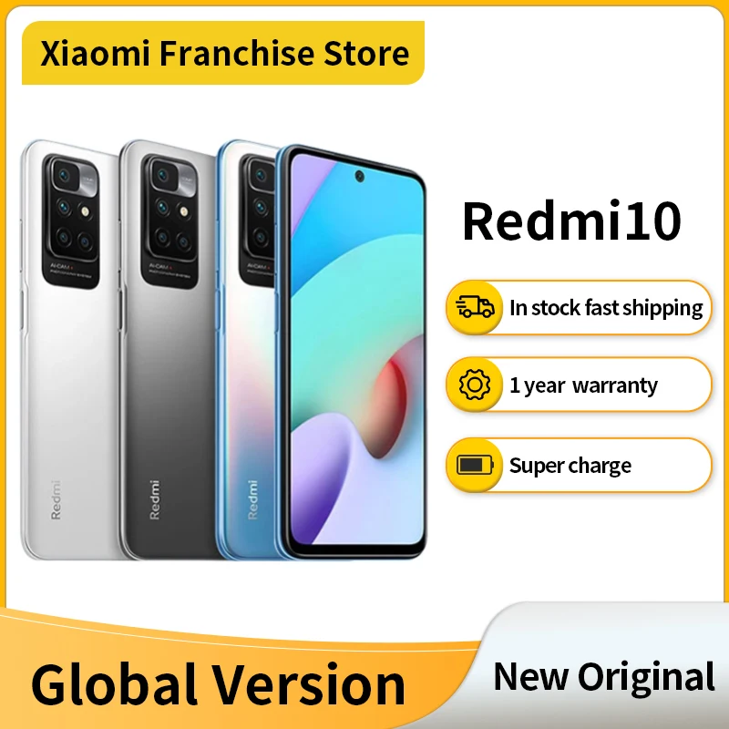 

Оригинальный телефон Xiaomi Redmi 10, 64 ГБ, 128 ГБ, Восьмиядерный процессор MTK Helio G88, ии камера 50 МП, четырехъядерный процессор 90 Гц, FHD дисплей