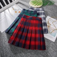 2022 new red plaid skirt short skirts for girls spring and autumn high waist slim mini skirt fit student pleated skirts a line