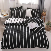 fashion stripe black white gift home textile bedding set duvet cover ab side bed sheetqueenkingdouble size 4pcssinge 3pcs
