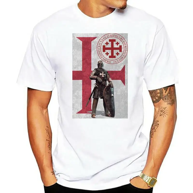 

Knight Templar Ordo-новая хлопковая белая футболка с принтом