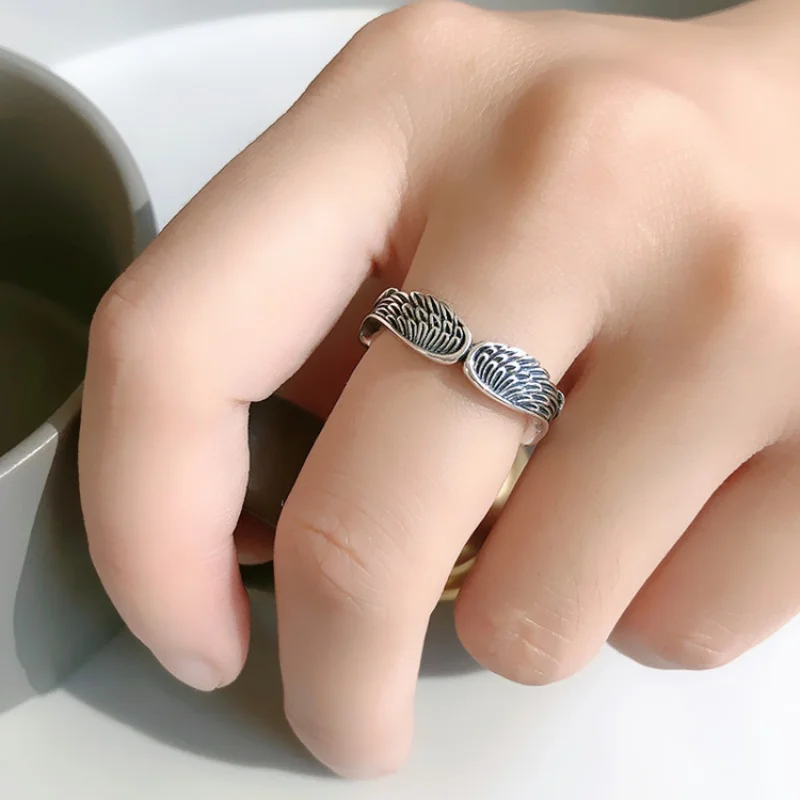 

Fashion Vintage Silver Angel Feather Rings for Girls and Girls Exquisite Smooth Adjustable Opening Ring Free Shipping 2022 Trend