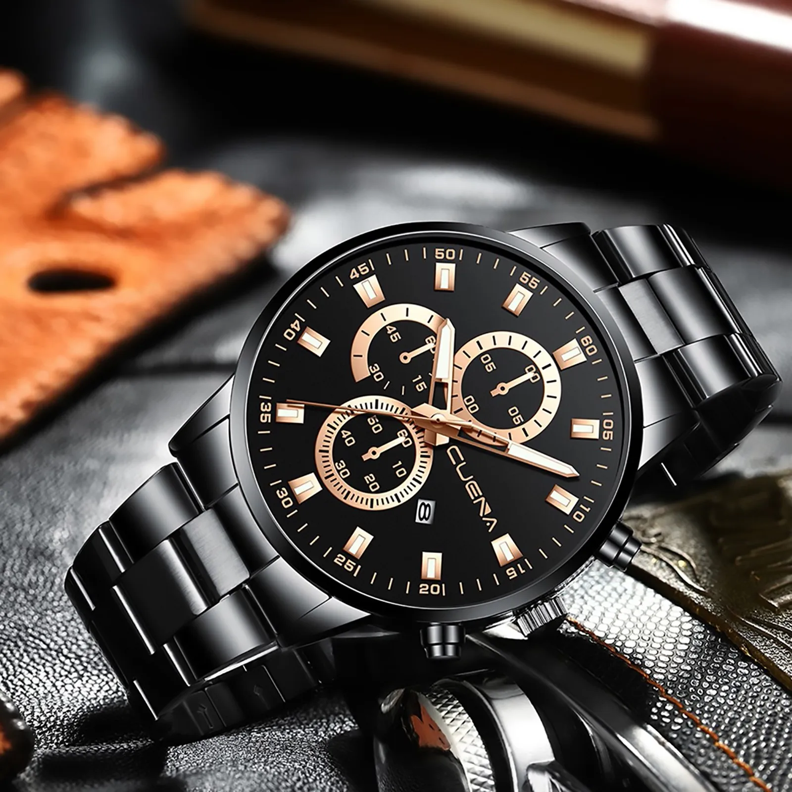 

Cuena Men Fashion Business Stainless Steel Analog Date Sport Quartz Wrist Watch 2022 Minimalist Men's Fashion Ultra Thin Watches