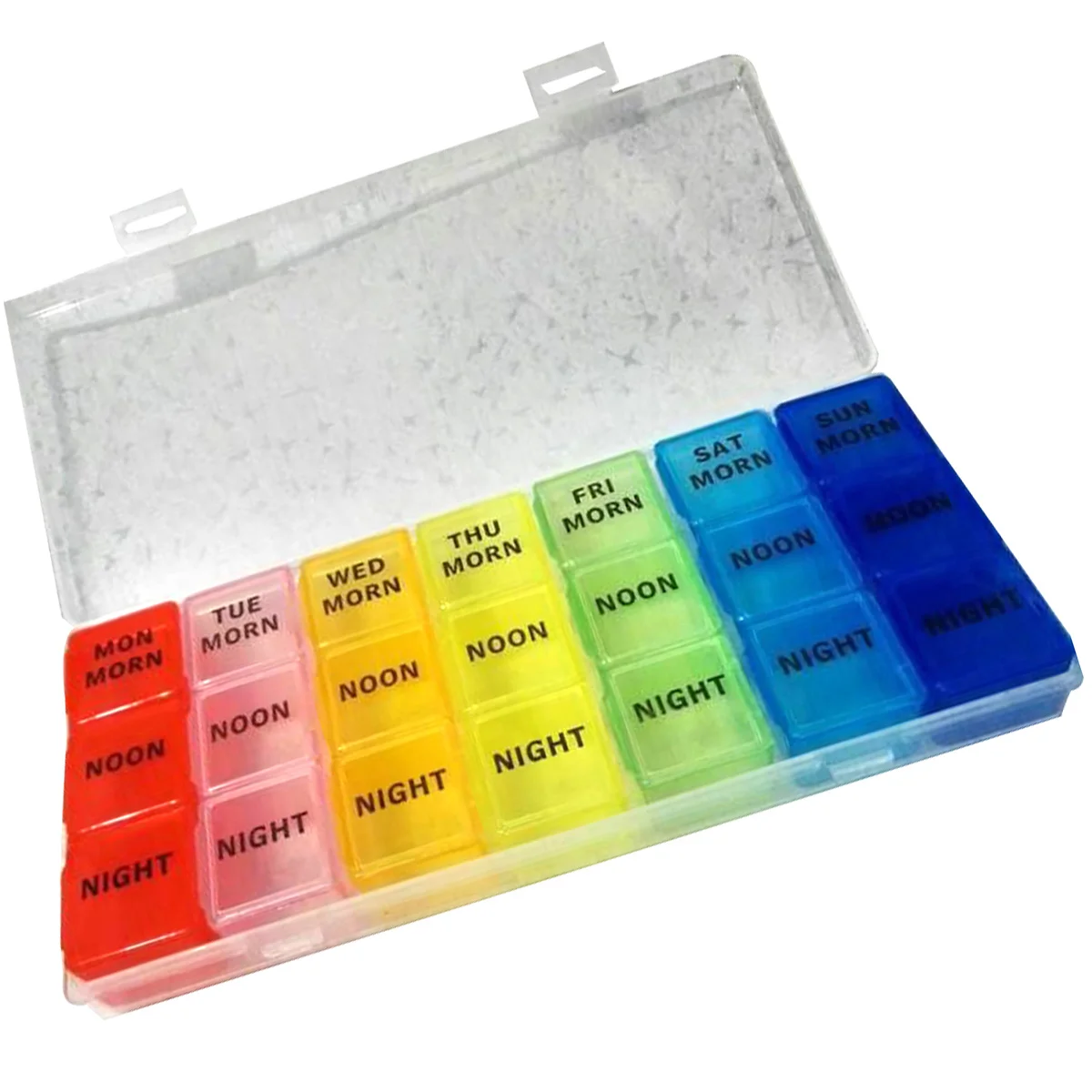

3 Rows Box Rainbow Weekly Case Grids Container Rainbow Detach Case Case Travel Friendly Box Medicine pillboxes 7 days spanish