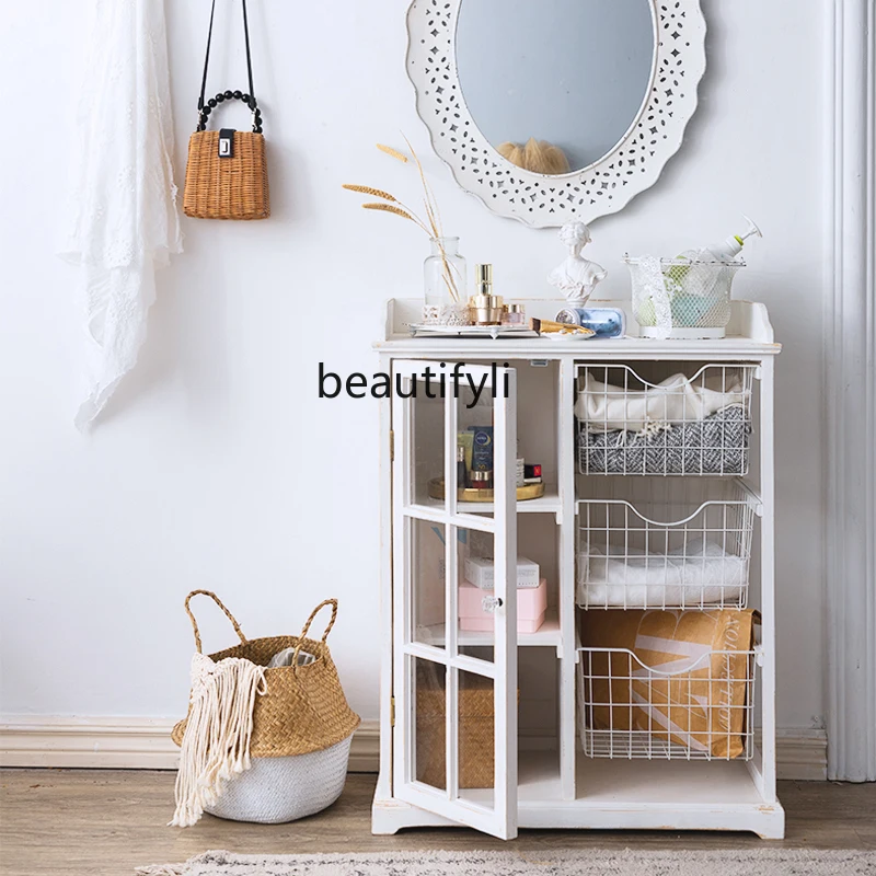 

zqFrench Drawer Storage Cabinet Clothes Kitchen and Bedroom Living Room Chest of Drawers Wooden Storage Cabinet B & B Furniture