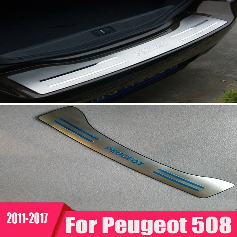 

For Peugeot 508 2011-2017 Rearguard Logo Retrofit Special Trunk Sill Bar Decorative Stainless Steel Car Accessories