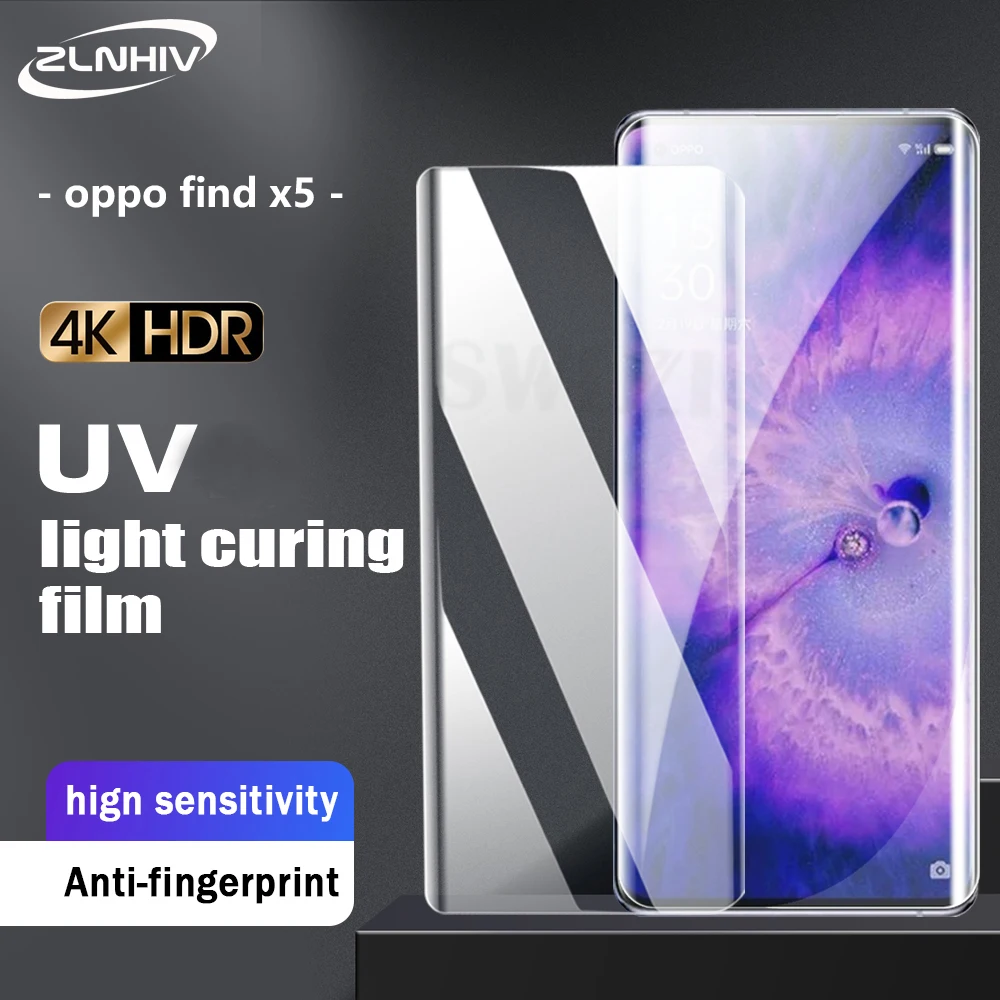 

ZLNHIV 9D For OPPO reno 9 6 5 Find X5 X3 X2 4 A1 3 pro plus 5G UV light curing film screen protector protective film Not Glass