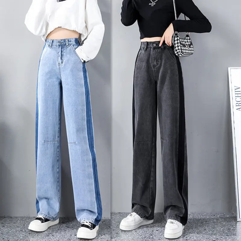 

2022 Spring Vintage High Waisted Denim Female Wide Leg Jeans for Women Straight Pants Mom Loose Trousers Streetwear Jeans L250