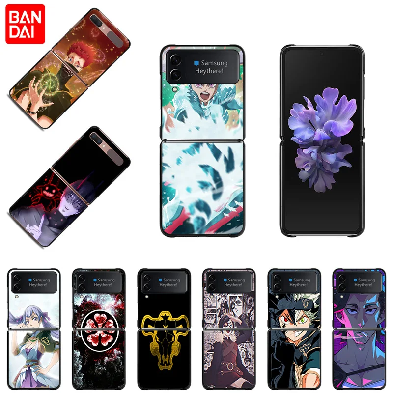 

Для Galaxy Z Flip 3 5G чехол жесткий Модный черный клевер аниме окрашенный чехол черные чехлы для телефонов для Samsung Z Flip3 защитный чехол