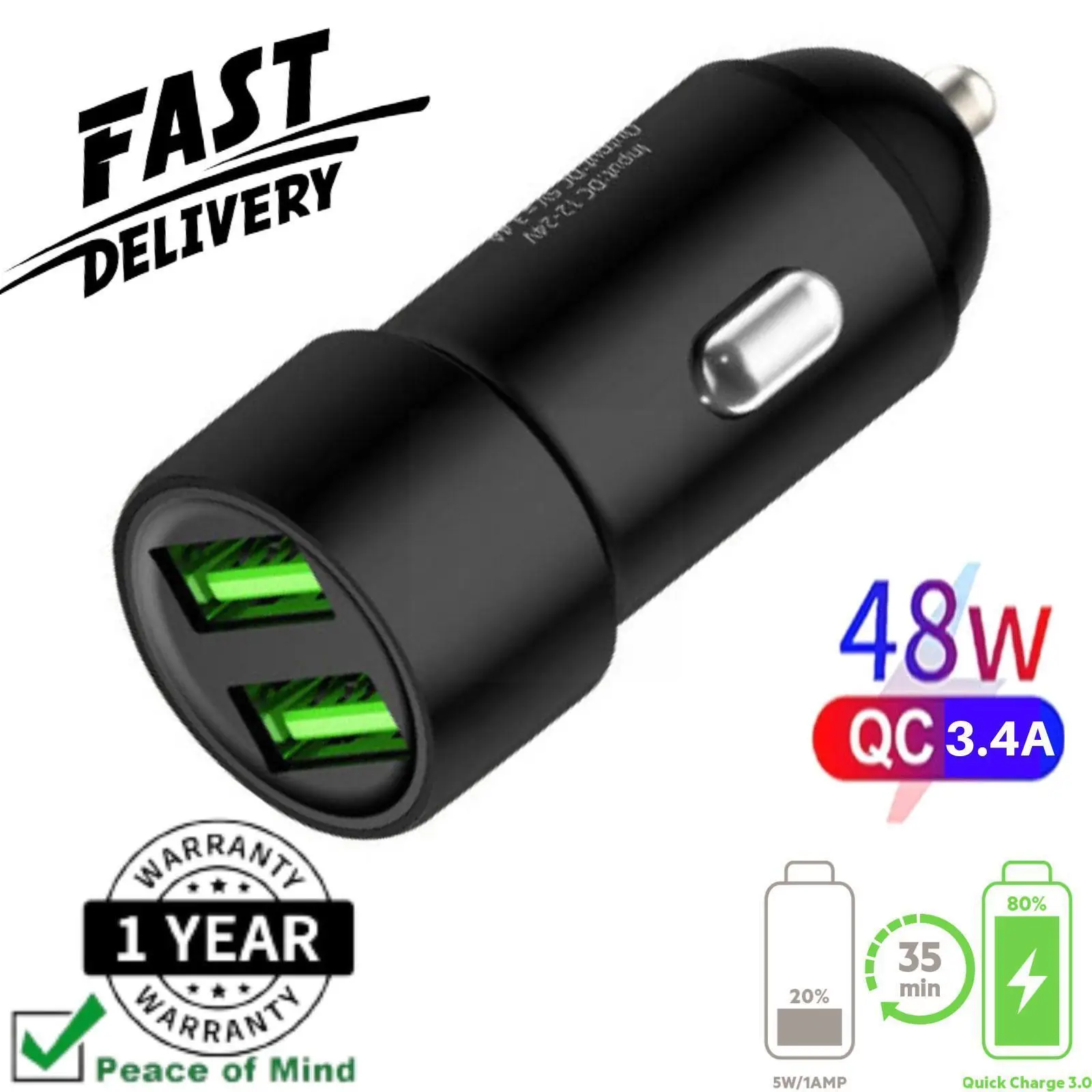 

Автомобильное зарядное устройство с двумя Usb-портами, 2023 А, 12 В, 24 В