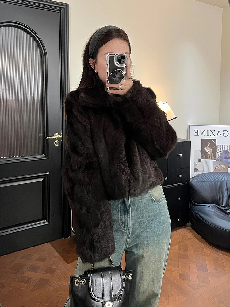 Старые деньги Шандун новинка 2024 зима кофейный цвет полный натуральный мех