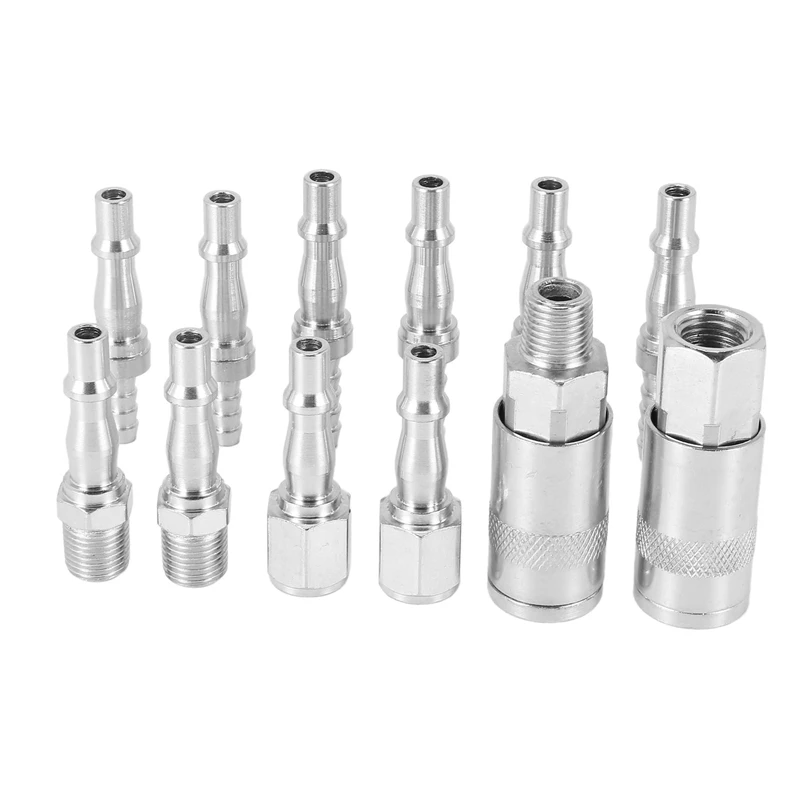 

12Pcs British Compressed Air Connectors 1/4 Inch BSP Quick Connector Coupling Plug For Hose Compressor Fittings
