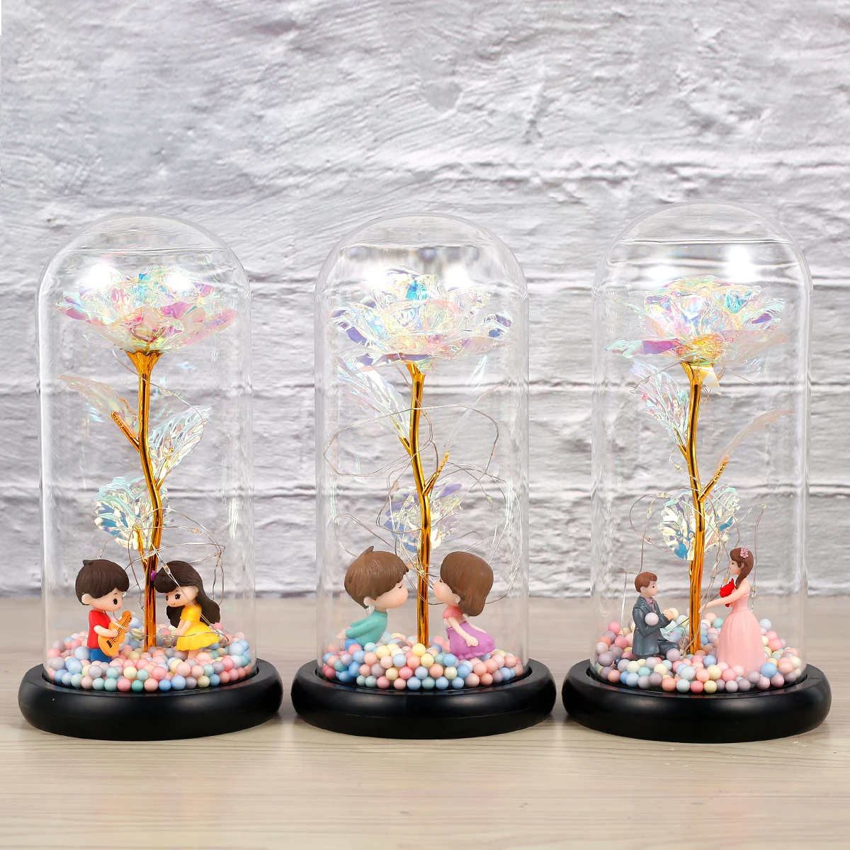 

Eternal Flower Rose Glass Glass Cover LED Light Rose Artificial Flower In Dome For Christmas Mother's Valentine's Day Gift
